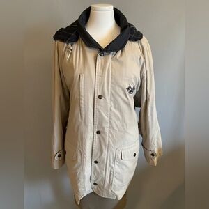 BURBERRYS HOODED BEIGE COAT SIZE MEDIUM